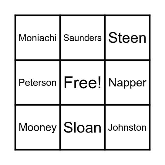 VP Bingo Card