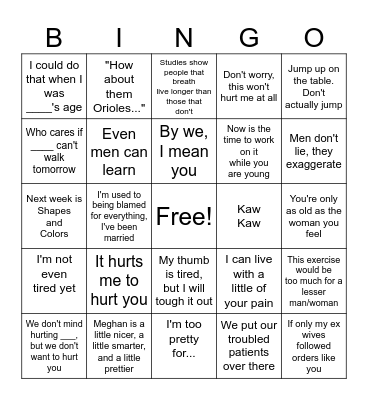 BILL'S BANTER BINGO Card