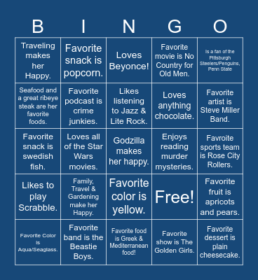 Getting to know you BINGO! Bingo Card