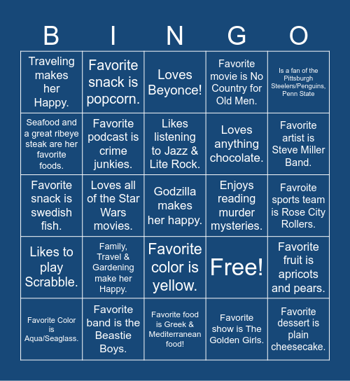 Getting to know you BINGO! Bingo Card