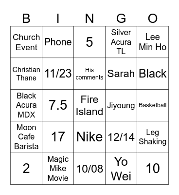 Bach Party Bingo Card