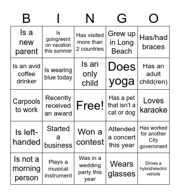 Find Someone Who Bingo Card