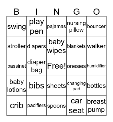 Mariarosa's Baby Shower  Bingo Card