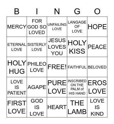 JESUS LOVES ME Bingo Card