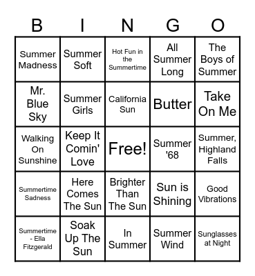 Ready for Summer! Bingo Card