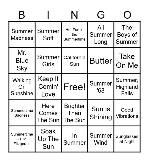 Ready for Summer! Bingo Card