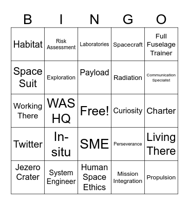 WAS Orientation Bingo Card