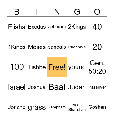 Bible Bingo Card