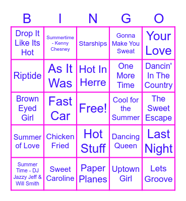 Summer Vibes 2.0 Bingo Card