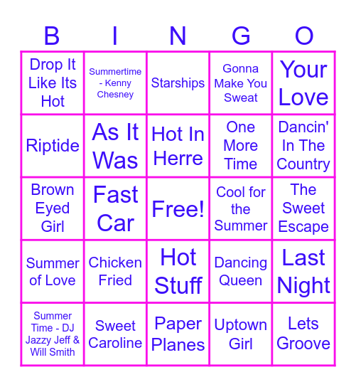 Summer Vibes 2.0 Bingo Card