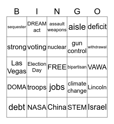 SOTU Bingo Card