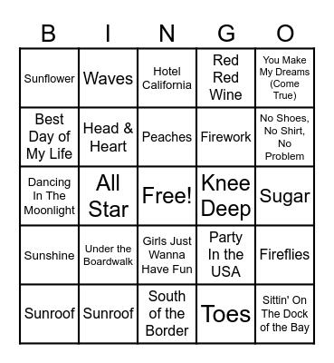 Ready for the Beach Bingo Card