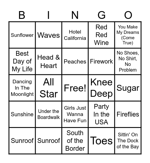 Ready for the Beach Bingo Card