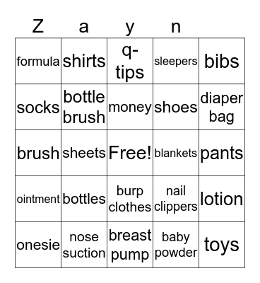 It's a Boy Bingo Card