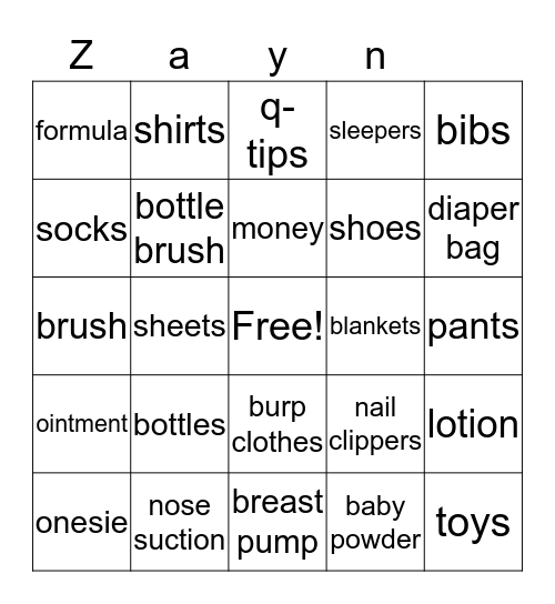 It's a Boy Bingo Card