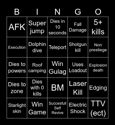 Warzone Bingo Card
