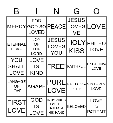 JESUS LOVES ME Bingo Card