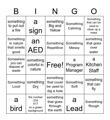 Adventure Bingo Card