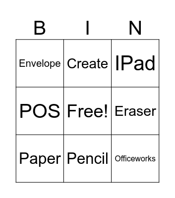 Officeworks Bingo Card
