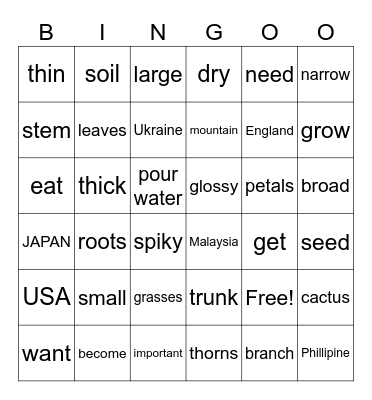Plants Bingo July#1 2023 Bingo Card