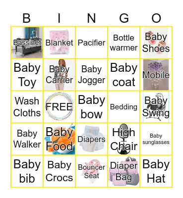 L & D Baby Shower Bingo Card