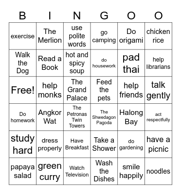 Unit 1-6 Bingo Card