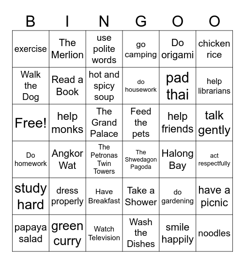 Unit 1-6 Bingo Card