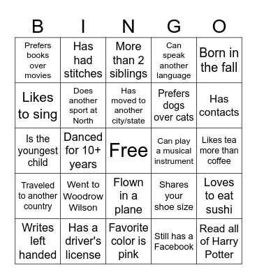 Find Someone Bingo Card