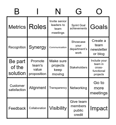 Coaching Ring: How to Make Team Visible Bingo Card