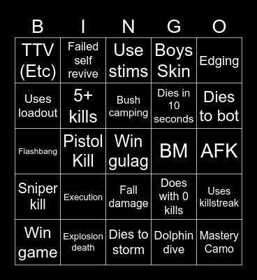 Warzone 2.0 bingo (Credits to: Big Puffer) Bingo Card