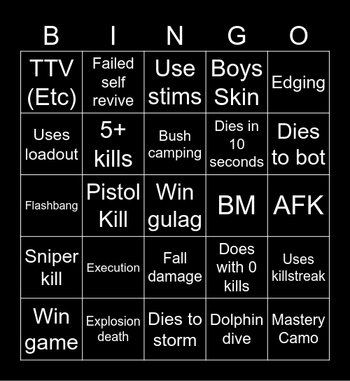 Warzone 2.0 bingo (Credits to: Big Puffer) Bingo Card