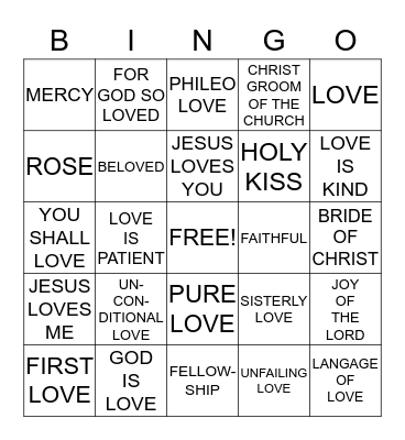 JESUS LOVES ME Bingo Card