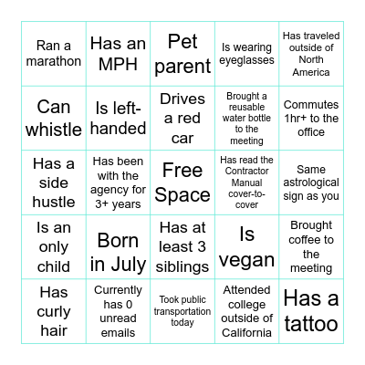 Joint Task Force BIngo Card