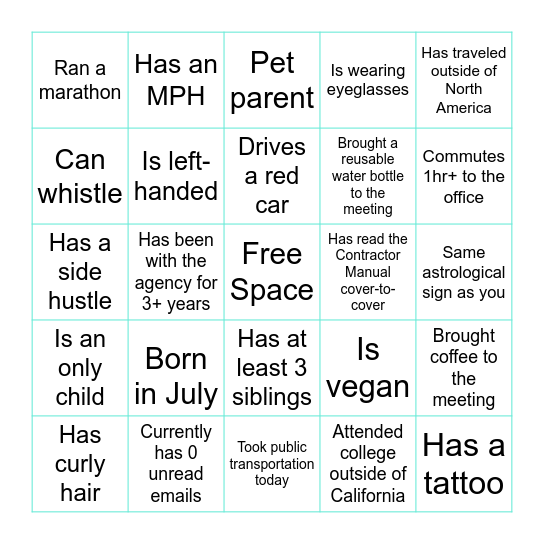 Joint Task Force BIngo Card