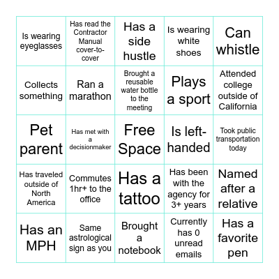 Joint Task Force BIngo Card