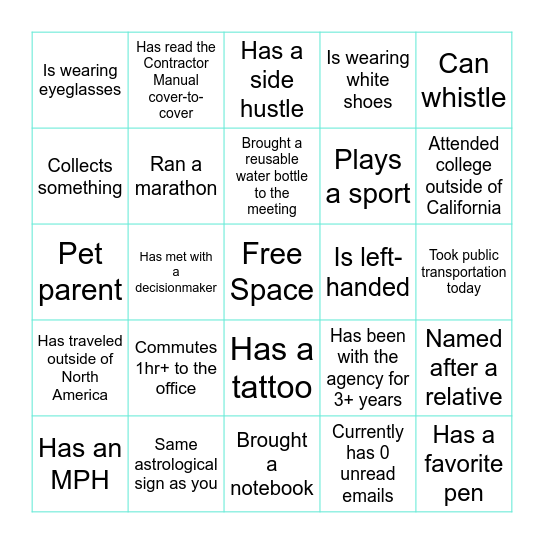 Joint Task Force BIngo Card