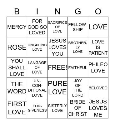 JESUS LOVES ME Bingo Card