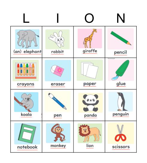 Preschool Unit 4 Forest Bingo Card