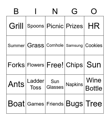 HR Summer Picnic Bingo Card