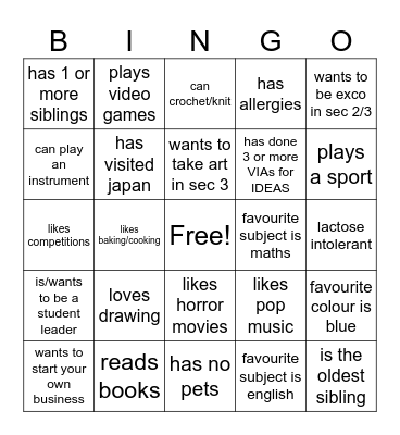 IDEAS! Bingo Card