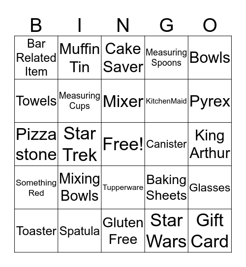 Kitchen Gift Bingo Card