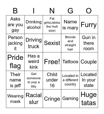 OMEGLE BINGO Card