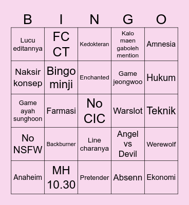 Bingo CLC toksik Bingo Card
