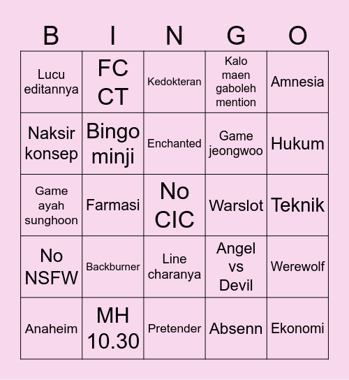 Bingo CLC toksik Bingo Card