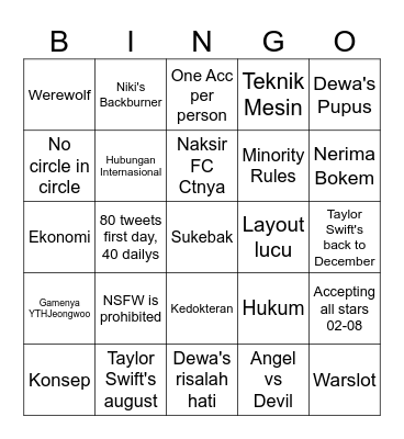 Bingo haerin Bingo Card
