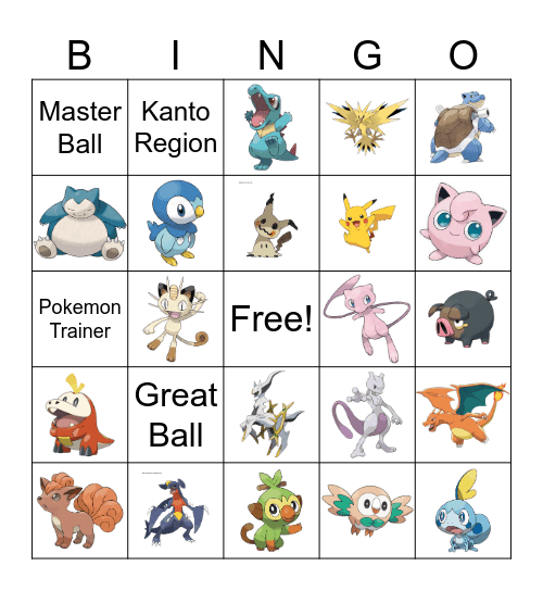 Pokemon Bingo Card