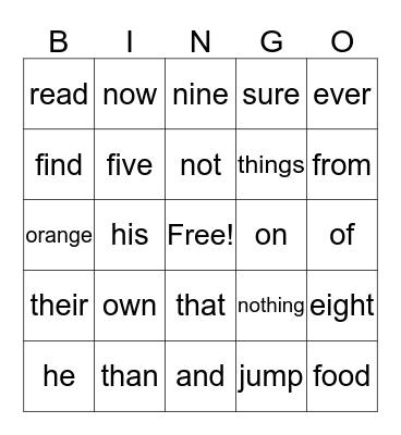 Abigayle's Bingo Card