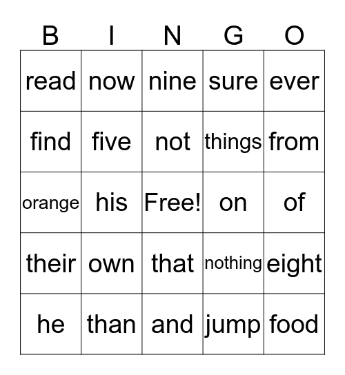 Abigayle's Bingo Card