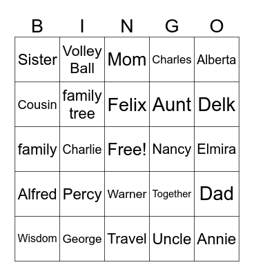 Delk Family Bingo 2023 Bingo Card