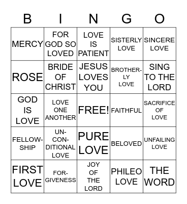 JESUS LOVES ME Bingo Card